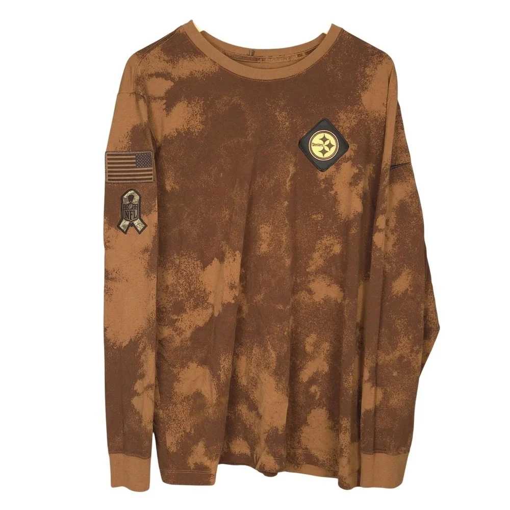 Nike Pittsburgh Steelers NFL Salute to Service Long Sleeve Shirt Mens XXL Brown